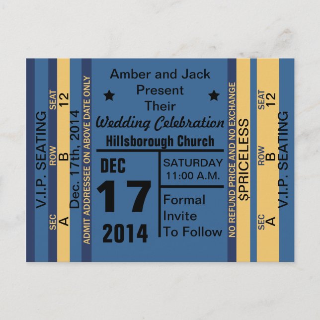 Faire-part Carte postale Ticket To Fun Save The Date (Devant)