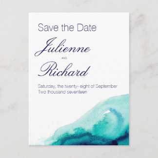 Faire-part Carte postale Turquoise Aquarelle d'annonce de mar