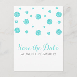 Faire-part Carte postale Turquoise Pailletée Confetti pour an