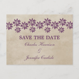 Faire-part Carte postale vintage à motif floral violet pour a