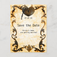 Carte postale vintage de sauvegarde de date avec s