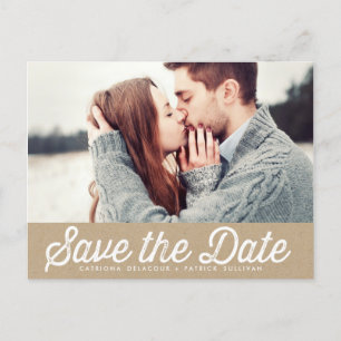 FAIRE-PART CARTE POSTALE VINTAGE PAPIER RUSTIQUE PHOTO SAVE T