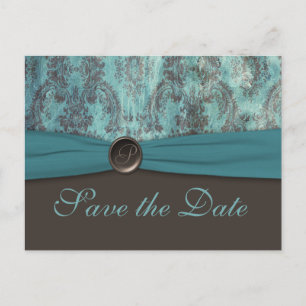 Faire-part Carte postale vintage turquoise et marron pour ann