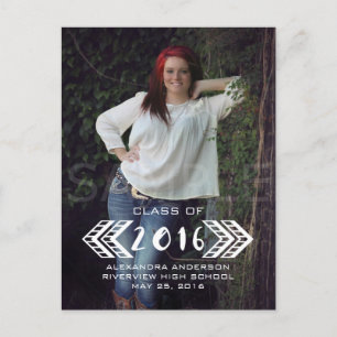 Faire-part Carte postale White Tribal Aztec Photo Graduation