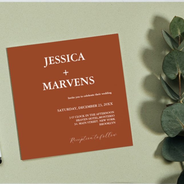 Faire-part Carton de mariage Terracotta Rouille Orange Brûlé (Créateur téléchargé)