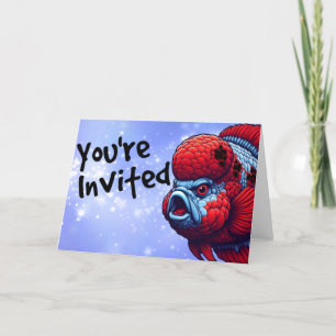 Faire-part Carton d'invitation à une fête avec poisson d'aqua