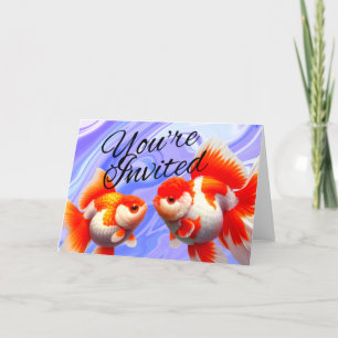 Faire-part Carton d'invitation à une fête de poissons rouges