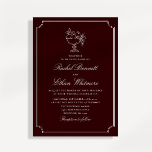 Faire-part Carton d'invitation de mariage à double cadre roug
