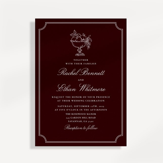 Faire-part Carton d'invitation de mariage à double cadre roug (Créateur téléchargé)