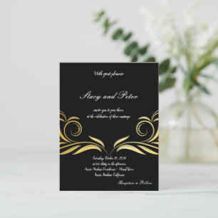 Faire-part Carton d'invitation de mariage moderne noir
