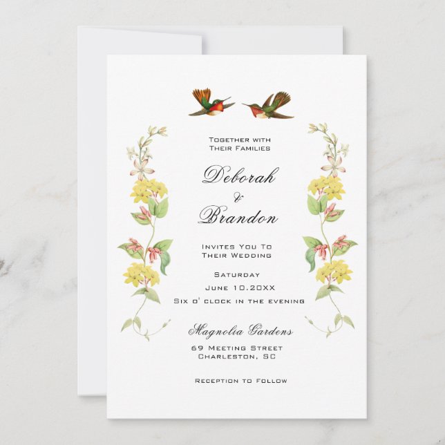 Faire-part Carton d'invitation de mariage oiseaux de l'amour  (Devant)