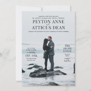 Faire-part Carton d'invitation de mariage vertical avec photo