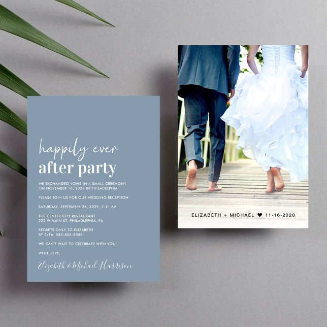 Faire-part Carton d'invitation de réception de mariage photo  (An chic Happily Ever After Party invitation for your wedding celebration)