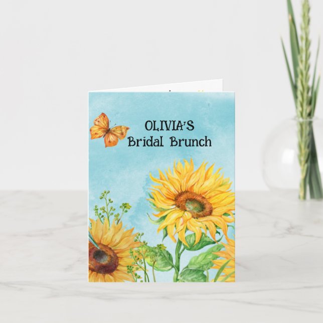 FAIRE-PART CARTON D'INVITATION PLIÉ POUR LUNCH DE MARIÉE THÈM (Devant)