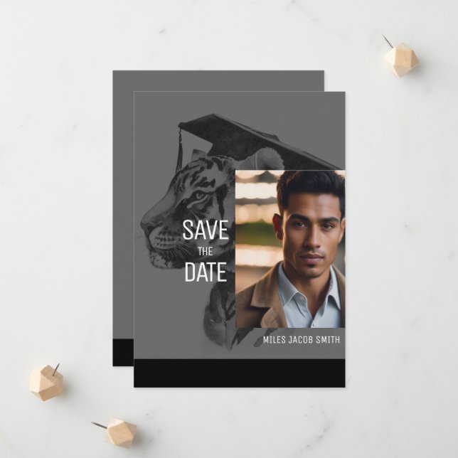 Faire-part Carton d'invitation unique pour l'annonce de la re (Devant/Arrière en situation)