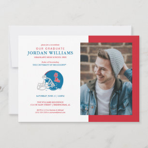 Faire-part Casque Ole Miss Football   Bleu clair