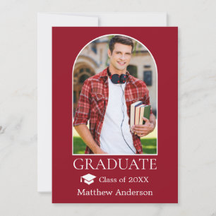 Faire-part Casquette moderne Arch Grad Photo Red Graduation