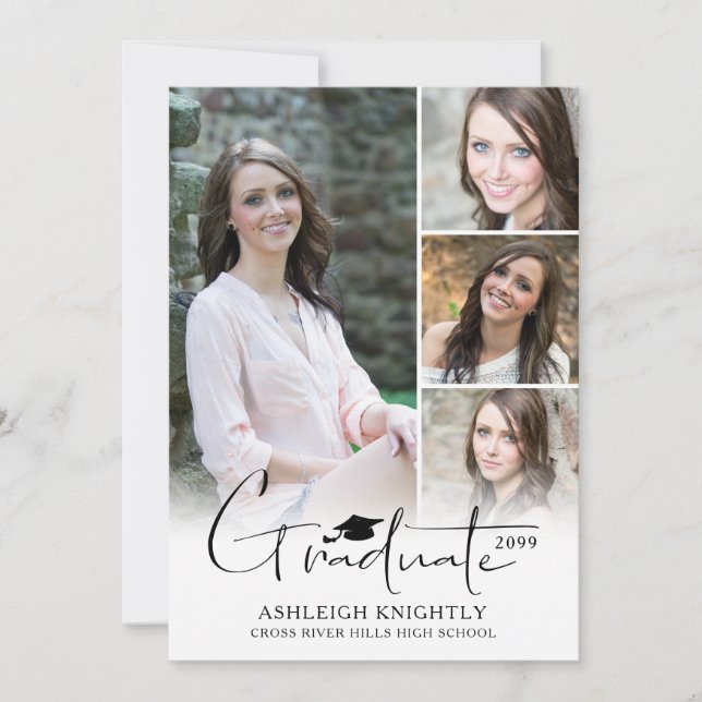 Faire-part Casquette moderne Lettré à la main 5 Photos (Devant)