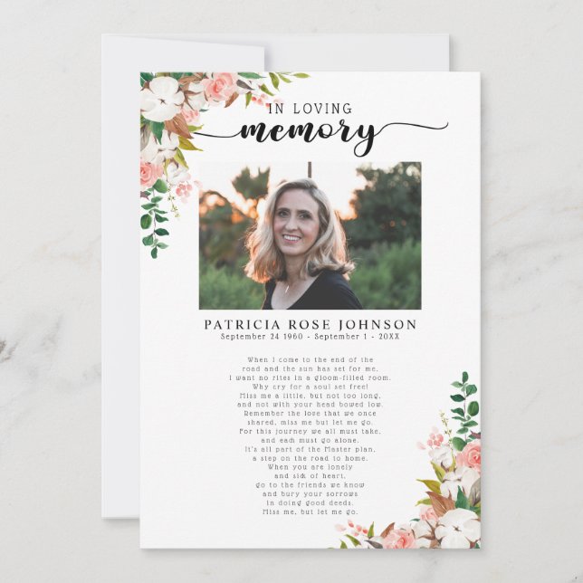 Faire-part Célébration de la vie Funeral Poem Card (Devant)