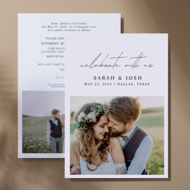 Faire-part Célébrez Avec Nous 2 Photo Réception De Mariage (Personalize this wedding reception invite with your photos & personal deets - simple, easy, done!
)