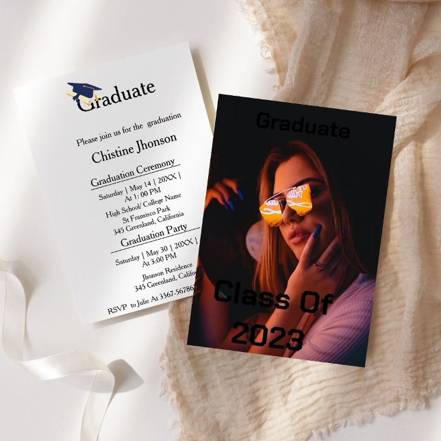 Faire-part Cérémonie de remise de diplômes de l'écriture mode (Créateur téléchargé)