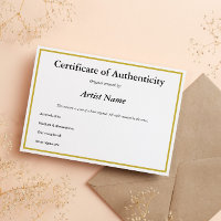 Certificat d'authenticité personnalisable pour l'a
