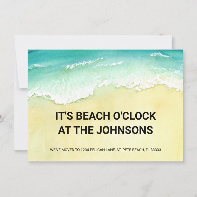 Faire-part C'est Beach O'Clock à Our New Home Moving (Devant)