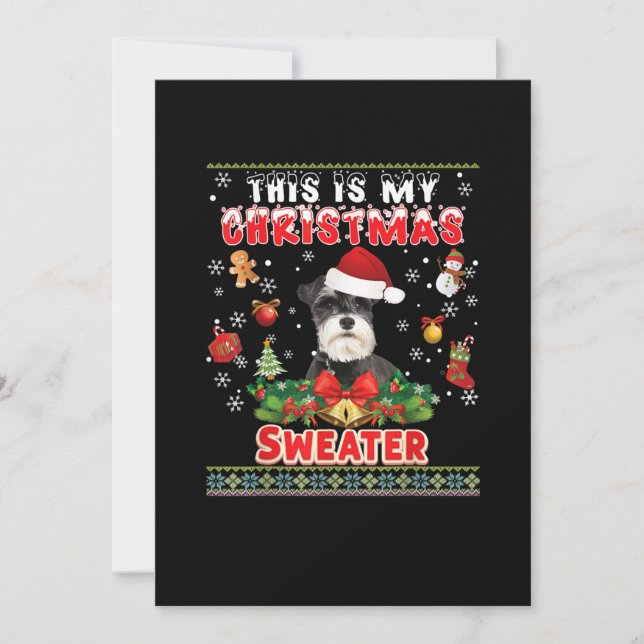 Faire-part C'Est Mon Chandail De Noël Schnauzer Chien Moche M (Devant)