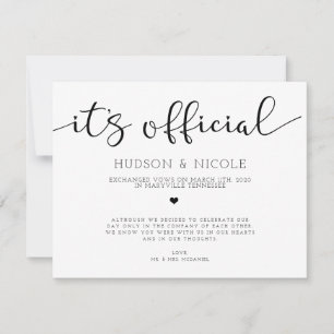 Faire-part C'est officiel Elopement Mariage Postc