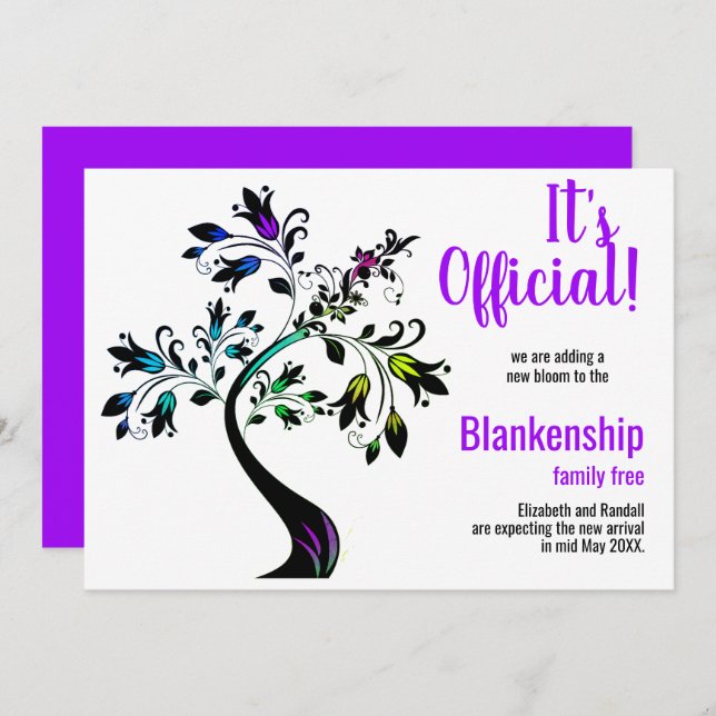 Faire-part C'est officiel, nous nous attendons à ce que l'arb (Devant / Derrière)