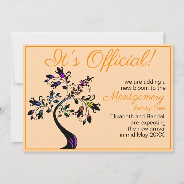 Faire-part C'est officiel, on s'attend à une floraison (Devant)