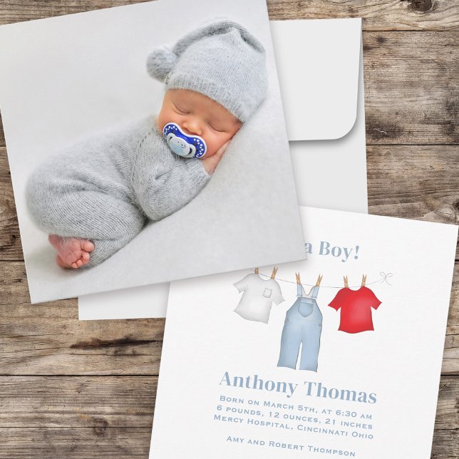 Faire-part C'est un garçon Linge de bébé mignon pour garçon (Créateur téléchargé)