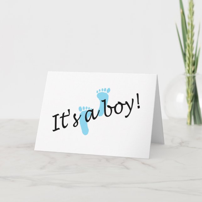 Faire-part C'est Un Garçon (Pieds Bleus) (Devant)