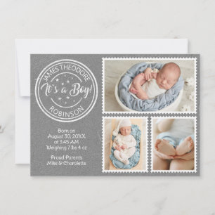Faire-part C'est un garçon ! Timbres-poste