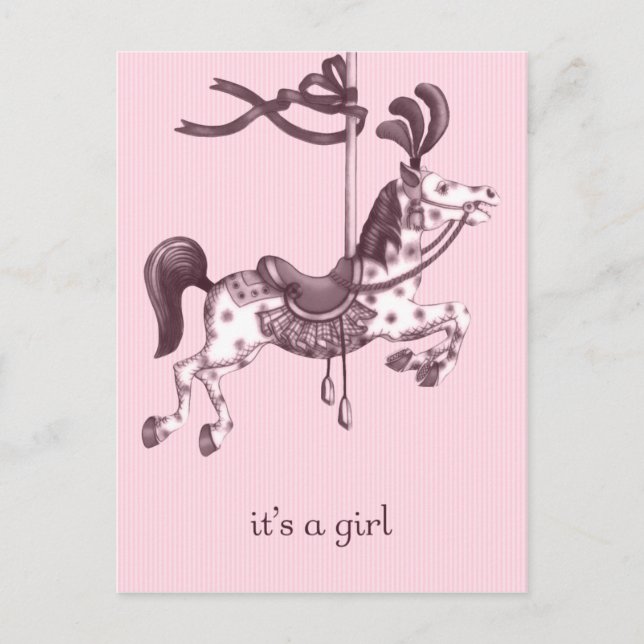 Faire-part C'est une carte postale de Cheval de Carrousel (Devant)