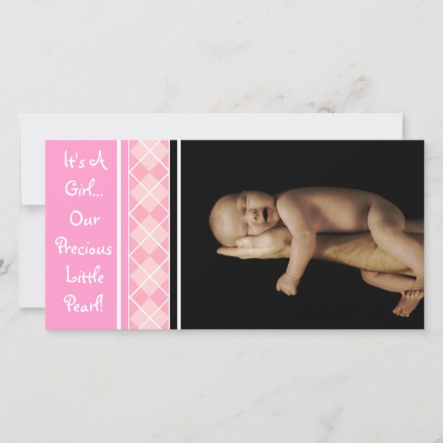 Faire-part C'est une fille... Notre Précieuse Petite Perle (Devant)