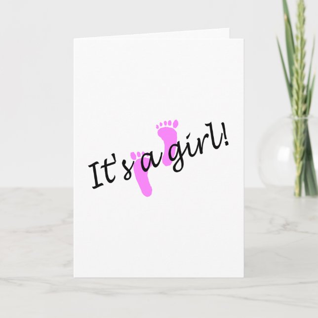 Faire-part C'est une fille (pieds roses) (Devant)