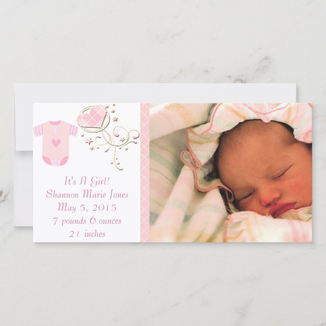 Faire-part C'est une fille Rose Argyle Annonce de naissance d (Devant)