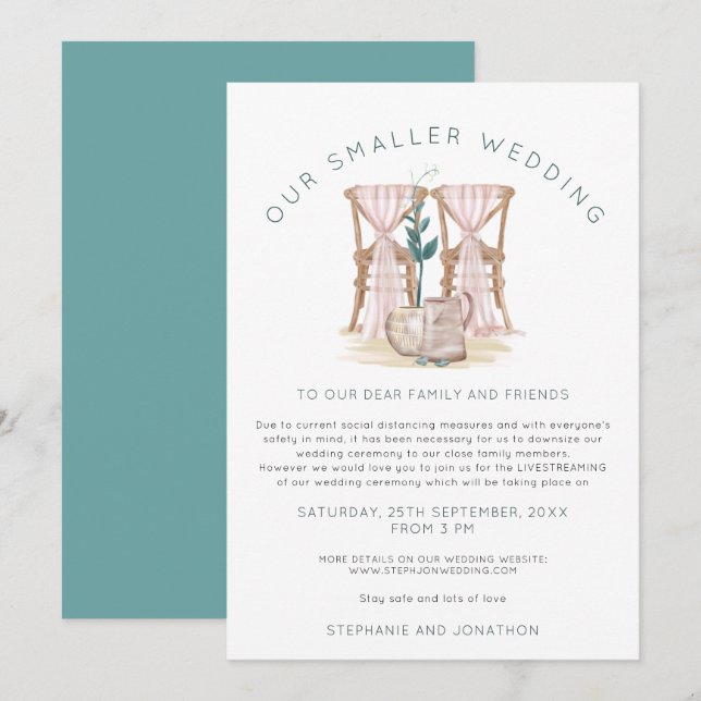 Faire-part Chaises de mariage Bohème plus petites pour une ré (Devant / Derrière)