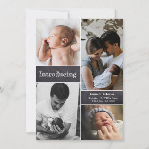 Faire-part Chalkboard Baby Photo Collage Introduire le nouvea