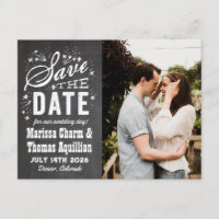 Chalkboard Photo Enregistrer la date Carte postale