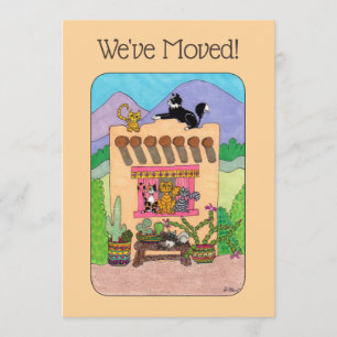 Faire-part Chambre et chats d'Adobe oranges déplaçant le