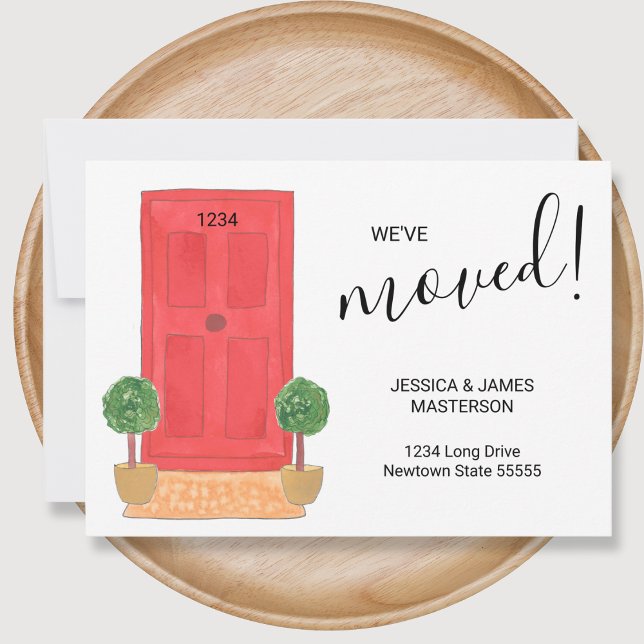 Faire-part Changement d'adresse - Aquarelle de porte rouge (Créateur téléchargé)