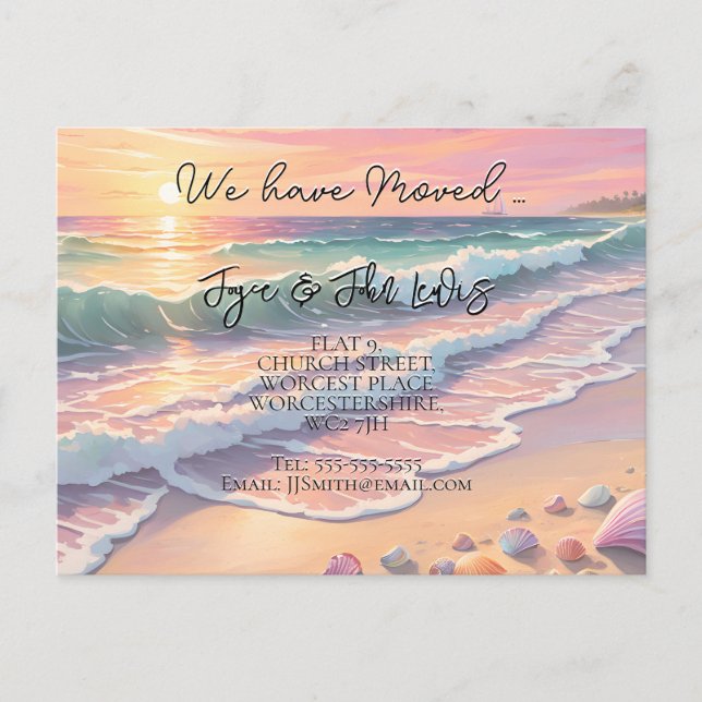 Faire-part Changement d'adresse Carte postale côtière Accueil (Devant)