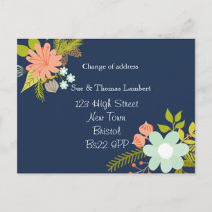 Faire-part changement d'adresse carte postale florale