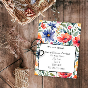 Faire-part changement d'adresse carte postale florale