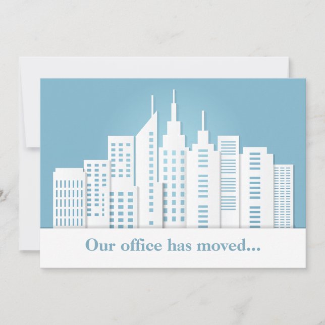 Faire-part Changement d'adresse de l'entreprise avec vue bleu (Devant)