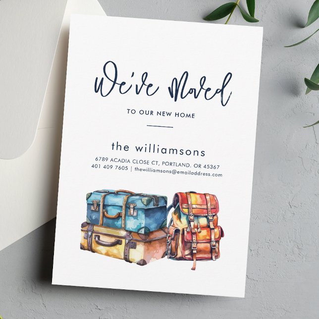 Faire-part Changement d'adresse Déplacement minimaliste (We Moved Luggages Change of Address Moving Announcement)