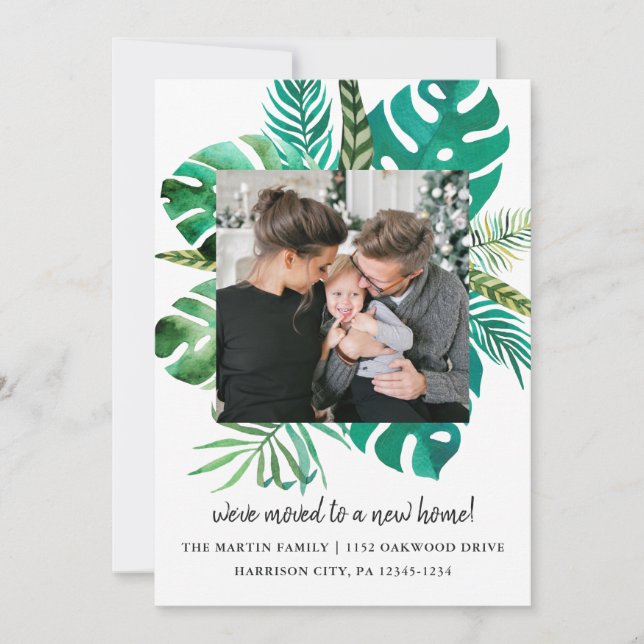Faire-part Changement d'adresse Photo des Feuilles tropicaux (Devant)