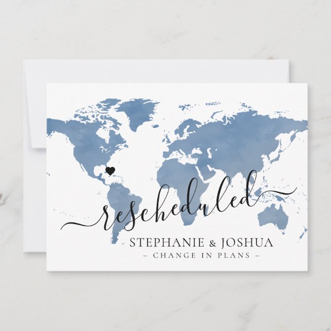 Faire-part Changement dans les plans reportés Destination Mar (Devant)